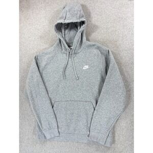 Nike Classic Solid‎ Stitched Logo Hoodie Sweatshirt (Men's Large) Gray